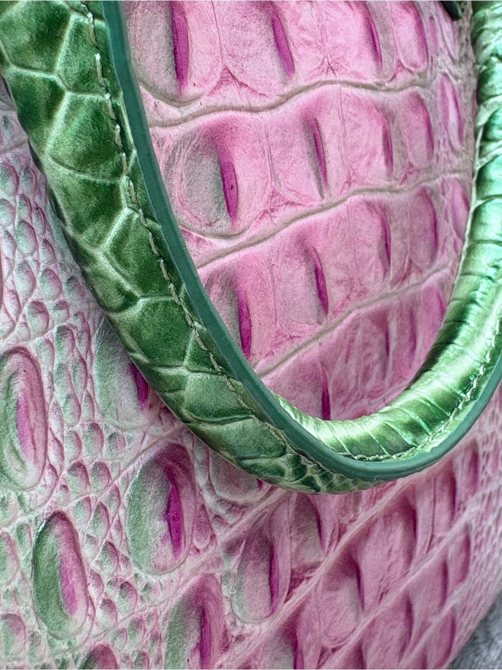Brahmin NWT Duxbury Satchel Apple Blush Ombre Melbourne Croc Embossed Leather - Picture 10 of 13